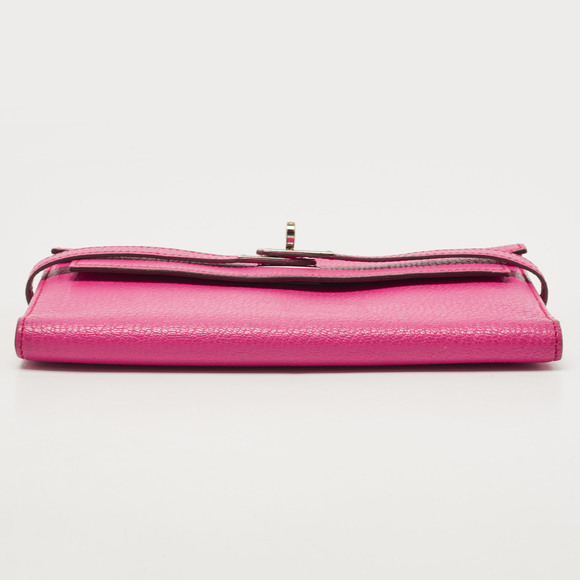 HERMES Rose Shocking Chevre Leather Kelly Depliant Wallet - Picture 8 of 8
